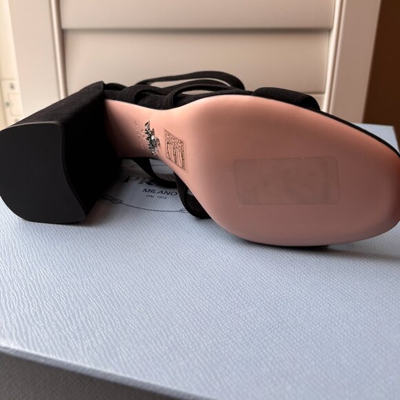 Prada Black Velvet Block Heels - Picture 4 of 4